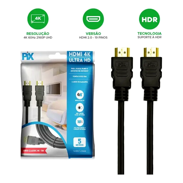 Cabo HDMI Pix 2.0 4K 8m 018-2228
